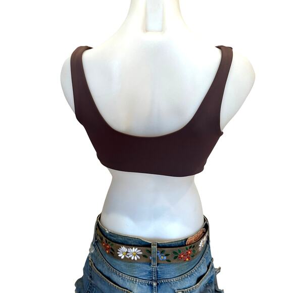 Nubyen Mauve V Neck Wrap Sports Bra Wrap MEDIUM Cut Out Yoga Orchid Soft Revolve - Picture 6 of 9